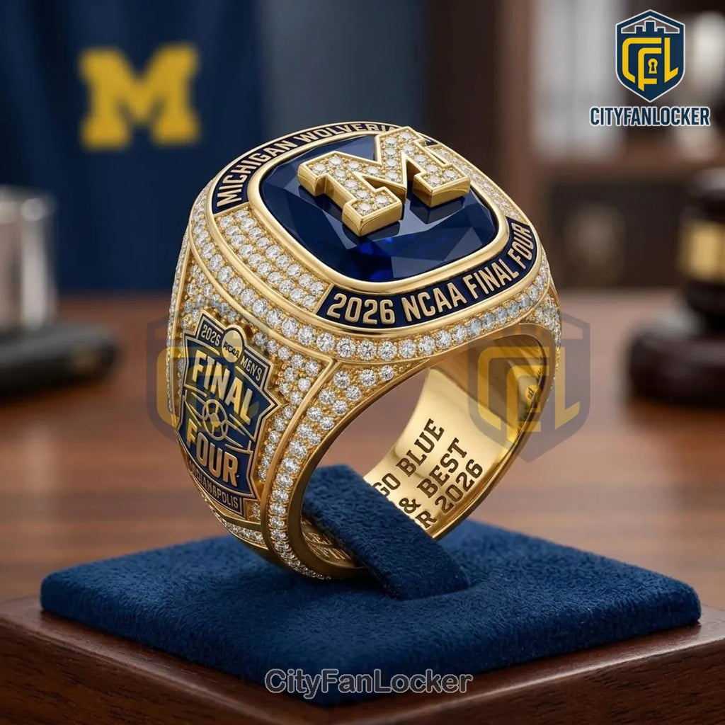 Michigan Wolverines 2026 NCAA Final Four Gold Diamond Commemorative Ring