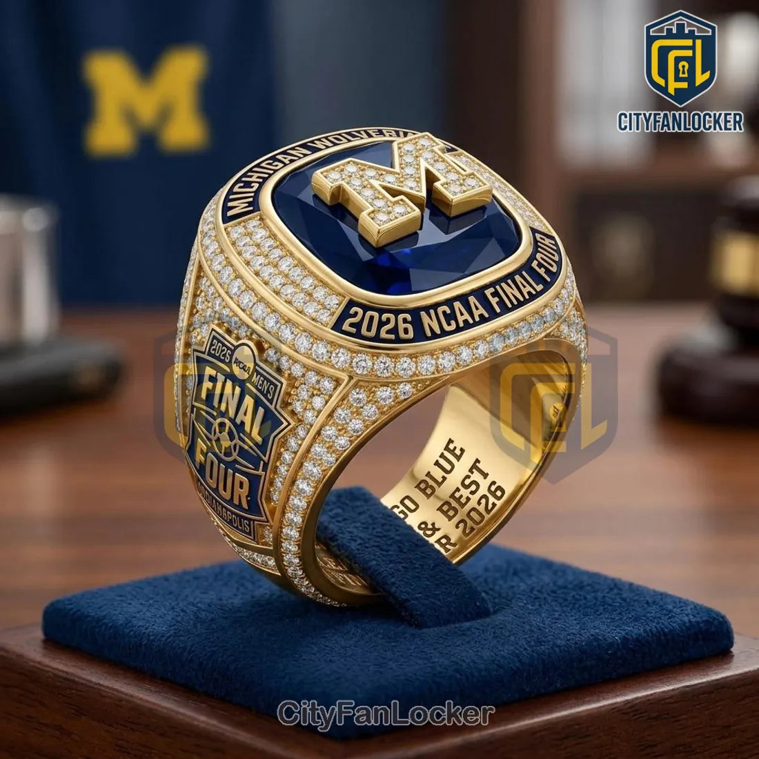 Michigan Wolverines 2026 NCAA Final Four Gold Diamond Commemorative Ring