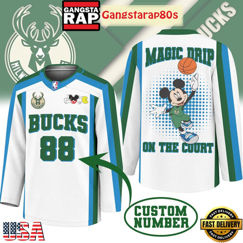 Milwaukee Bucks Premium NBA Magic Drip Long Jersey Shirt