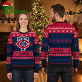 Minnesota Twins Snowflake Reindeer Pattern Ugly Christmas Sweater