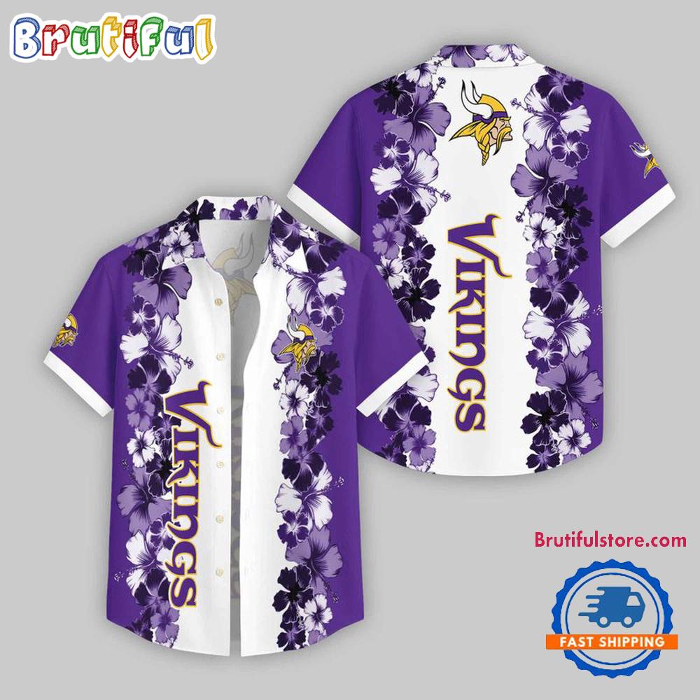 Minnesota Vikings Flower Pattern Summer Beach Aloha Hawaii Shirt