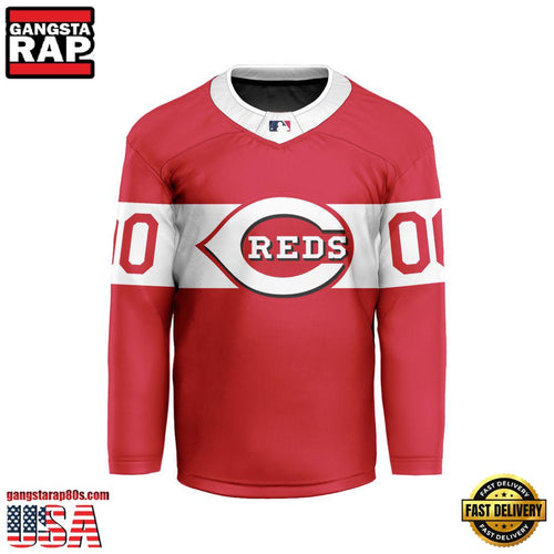 MLB Custom Cincinnati Reds Special Hockey Jersey Shirt