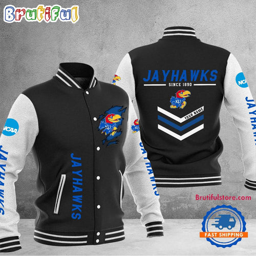 NCAA Kansas Jayhawks Personalized Sporty Varsity Baseball Jacket