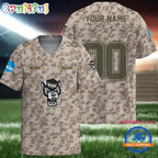 NCAA NC State Wolfpack Camo Veterans Personalized Football Jersey