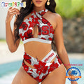 NCAA NC State Wolfpack Hawaiian Pattern Summer Beach Women’s Bikini Set