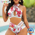 NCAA Nebraska Cornhuskers Hawaiian Pattern Deisgn Women’s Bikini Set, Women’s Sporty Summer Bikini Set