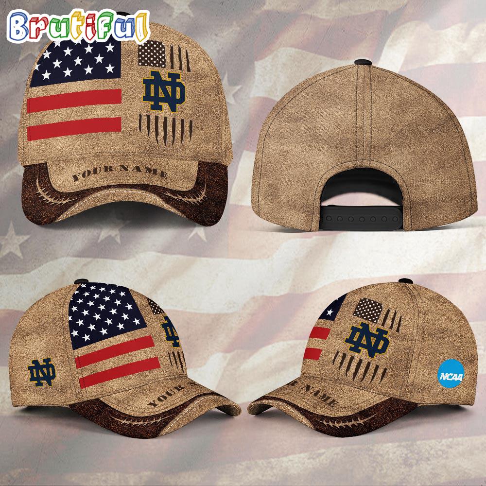 NCAA Notre Dame Fighting Irish Sport Team Pesonalized American Flag Baseball Cap