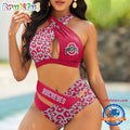 NCAA Ohio State Buckeyes Leopard Pattern Summer Beach Women’s Bikini Set