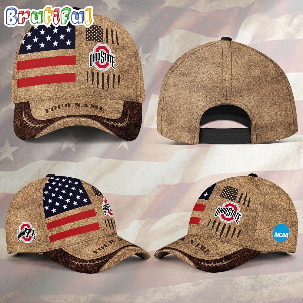 NCAA Ohio State Buckeyes Sport Team Pesonalized American Flag Baseball Cap