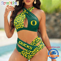 NCAA Oregon Ducks Leopard Pattern Summer Beach Women’s Bikini Set