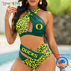 NCAA Oregon Ducks Leopard Pattern Summer Beach Women’s Bikini Set