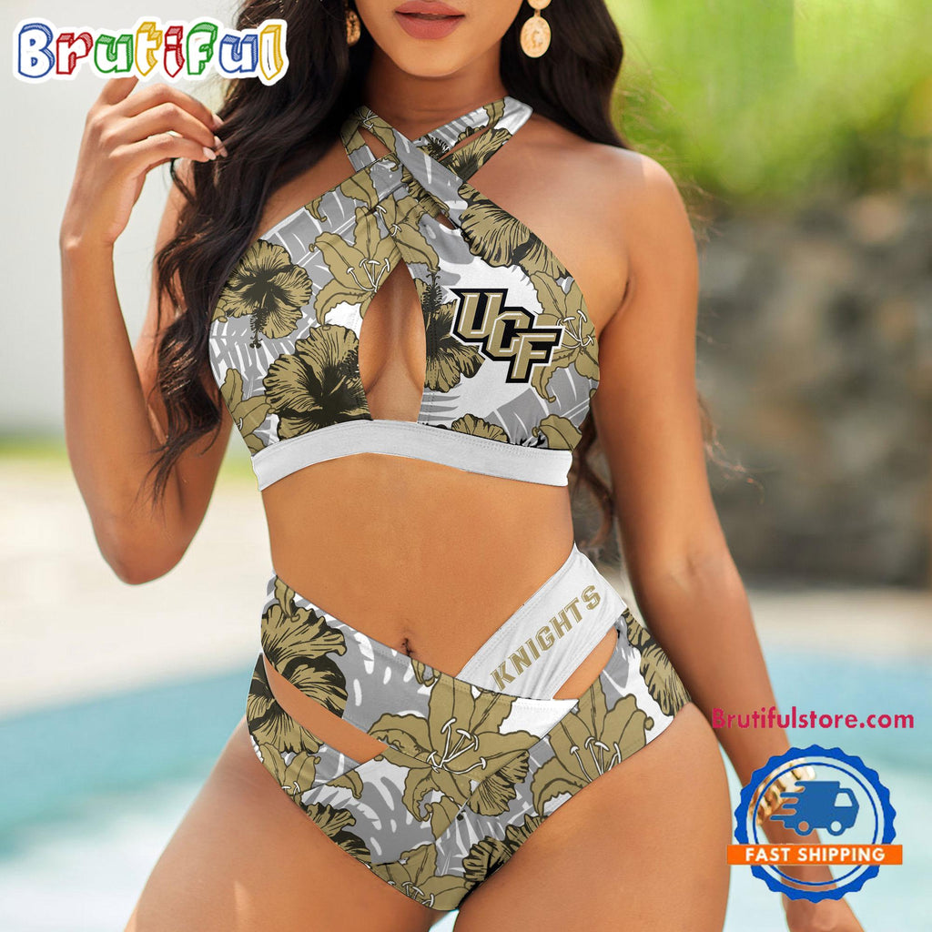 NCAA UCF Knights Hawaiian Pattern Summer Beach Women’s Bikini Set
