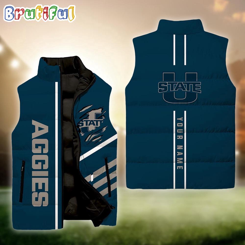 NCAA Utah State Aggies Sport Team Personalized Sleeveless Down Puffer Jacket