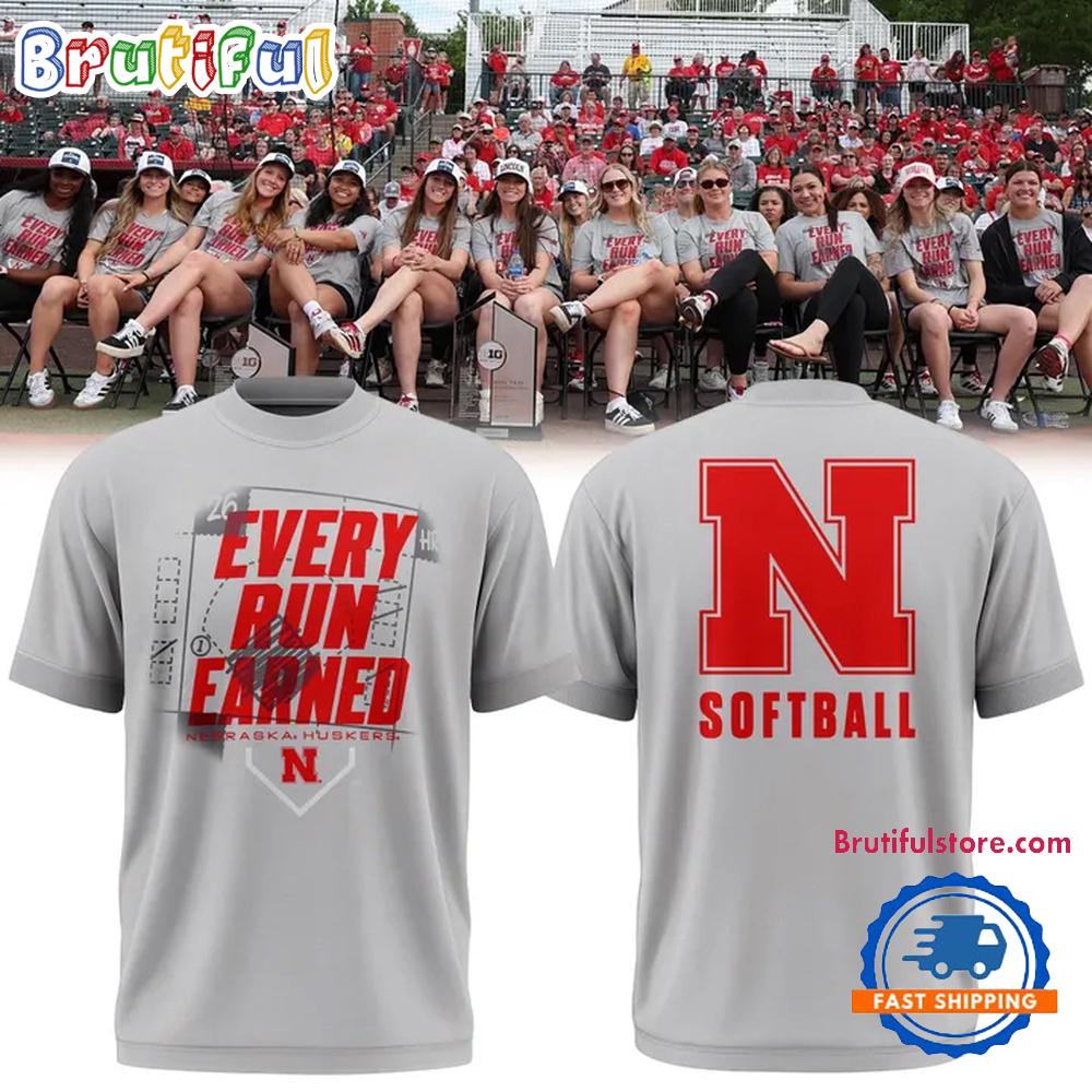Nebraska Huskers Softbal Every Run Earned 2026 T Shirt