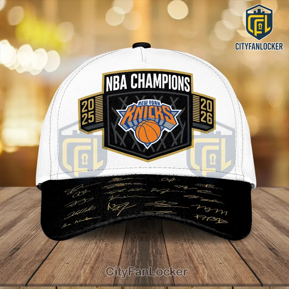 New York Knicks 2025-2026 NBA Championship White Black Cap