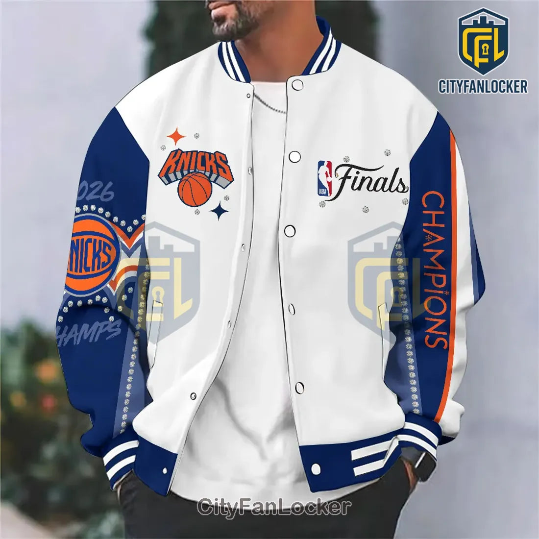New York Knicks 2026 NBA Finals Champions Baseball Jacket