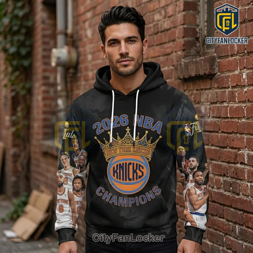 New York Knicks 2026 NBA Finals Champions Black Pullover Hoodie