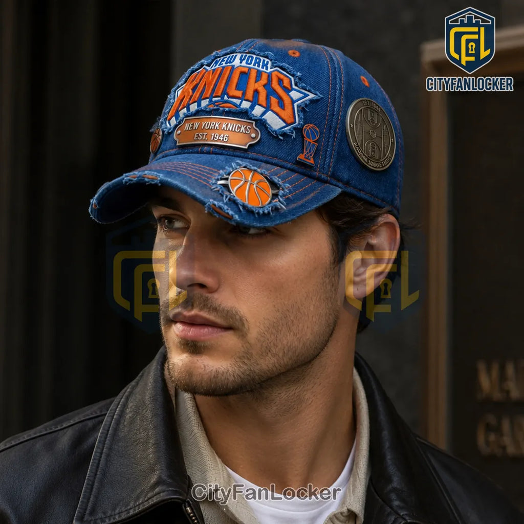 New York Knicks Denim Distressed Baseball Cap