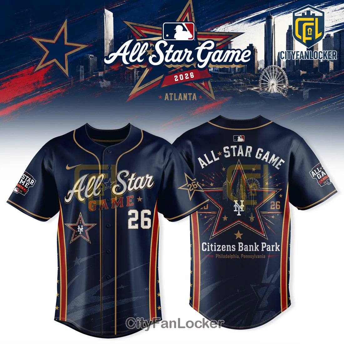 New York Mets 2026 MLB All-Star Game Navy Baseball Jersey