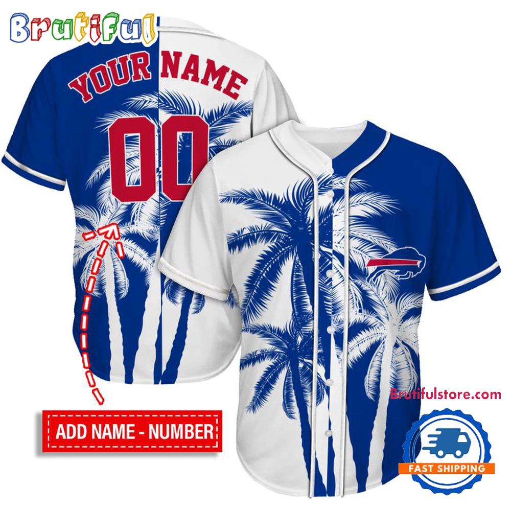 NFL Buffalo Bills Palm Trees Pattern Summer Personalized Baseball Jersey