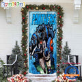 NFL Carolina Panthers Football Team Christmas Door Cover, Football Xmas Door Covers