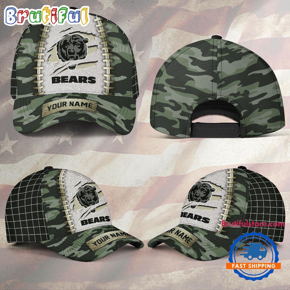NFL Chicago Bears Camo Hunting Custom Name Classic Cap