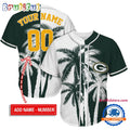 NFL Green Bay Packers Palm Trees Pattern Summer Personalized Baseball Jersey