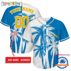NFL Los Angeles Chargers Palm Trees Pattern Summer Personalized Baseball Jersey