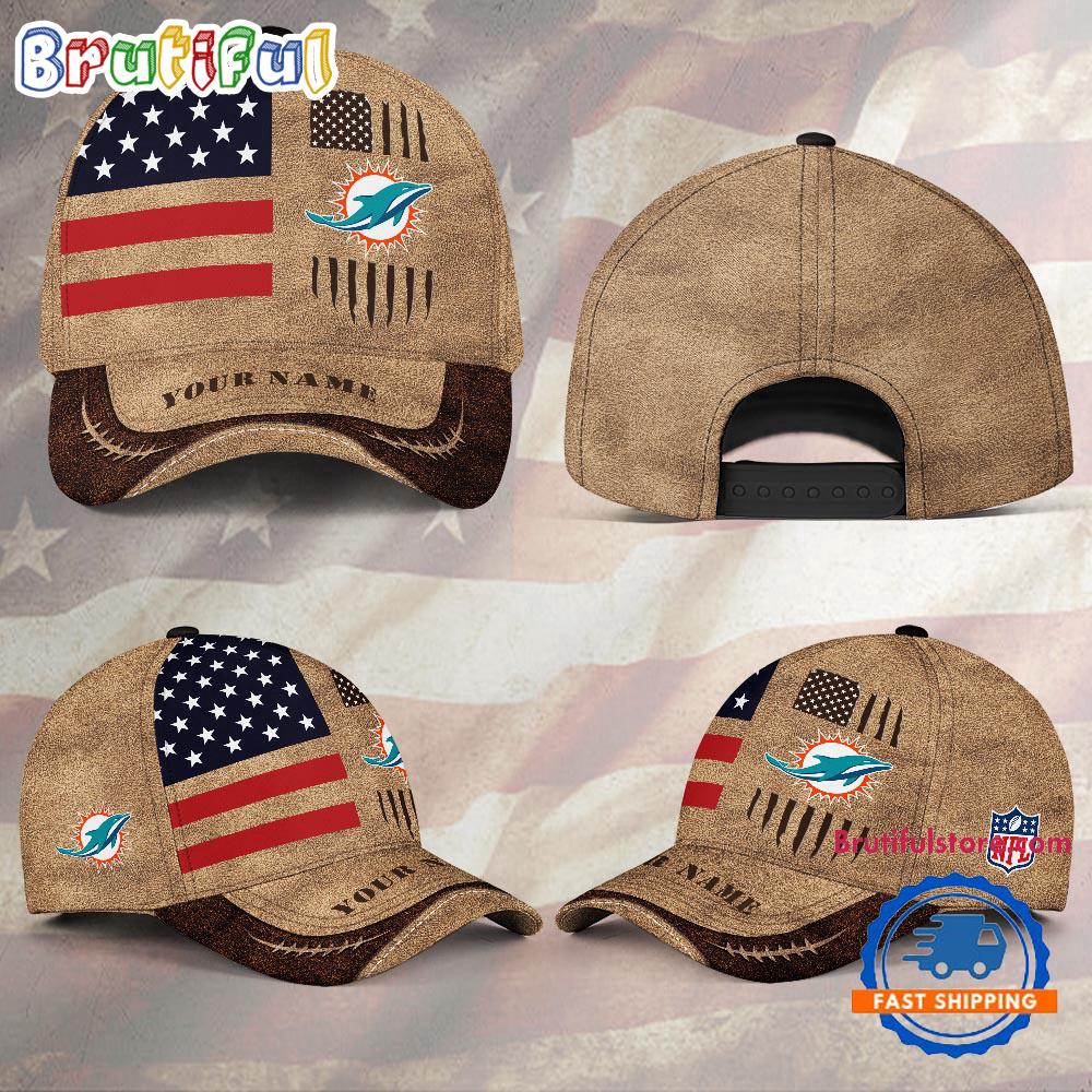 NFL Miami Dolphins x American Flag Custom Baseball Cap