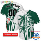 NFL New York Jets Palm Trees Pattern Summer Personalized Baseball Jersey