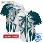 NFL Philadelphia Eagles Palm Trees Pattern Summer Personalized Baseball Jersey