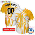 NFL Pittsburgh Steelers Palm Trees Pattern Summer Personalized Baseball Jersey