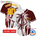 NFL Washington Commanders Palm Trees Pattern Summer Personalized Baseball Jersey