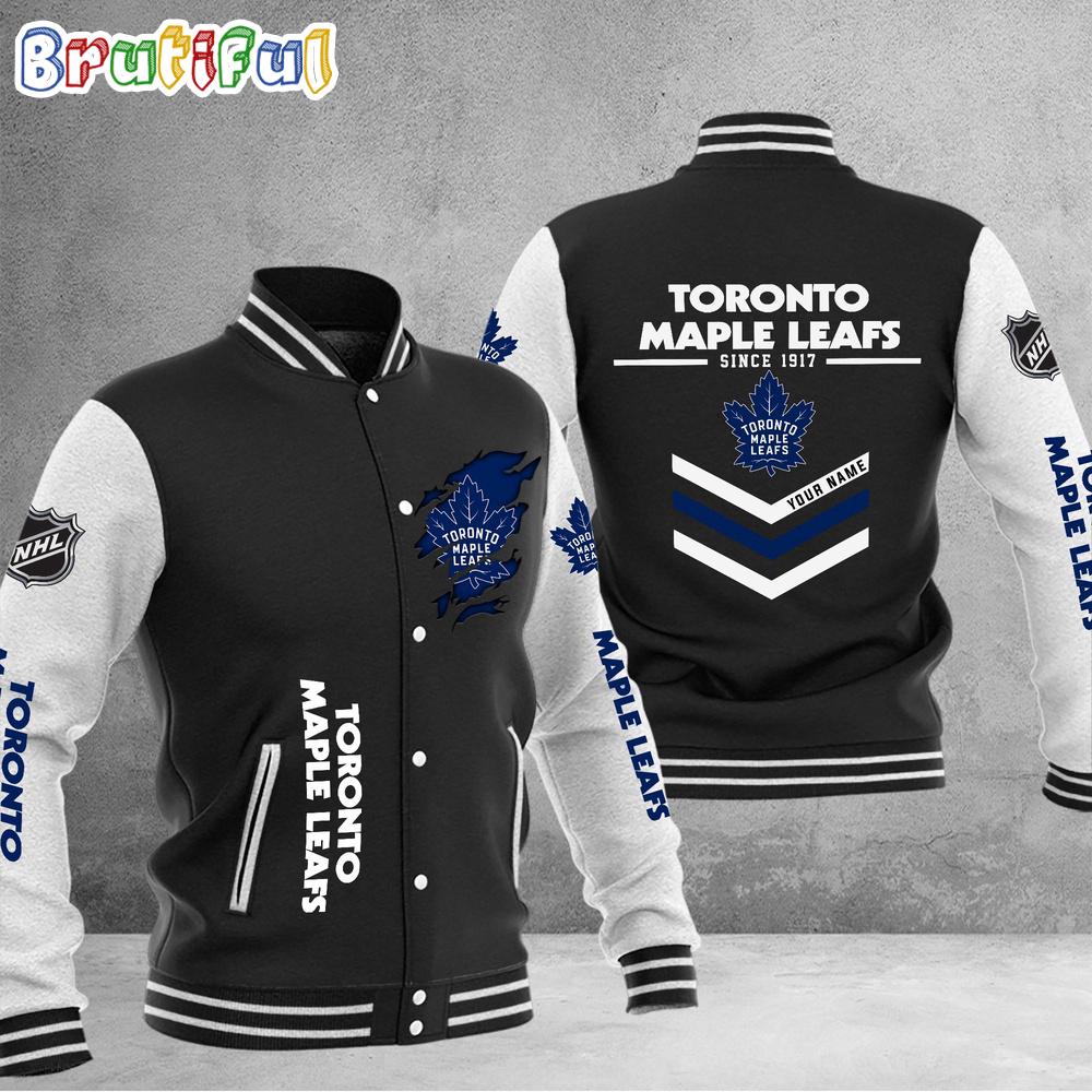 NHL Toronto Maple Leafs Hockey Team Personalized Varsity Baseball Jacket