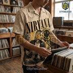 Nirvana Kurt Cobain Vintage Beige Hawaiian Shirt