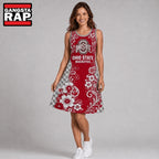 Ohio State Buckeyes NCAA Sporty Floral Elegance Women’s Sleeveless Dress
