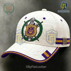 Omega Psi Phi 1911 Crest Purple and Gold White Baseball Cap