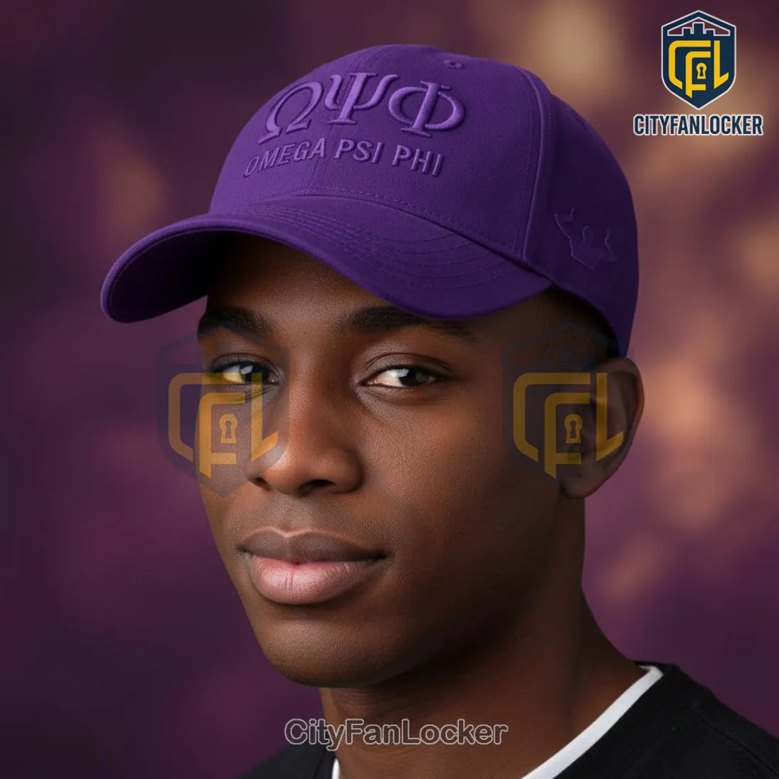 Omega Psi Phi Purple Greek Letter Fraternity Baseball Cap