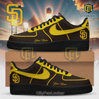 Padres Personalized Brown & Yellow Nike Air Force Sneakers