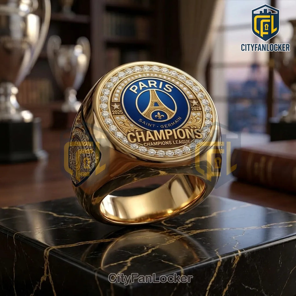 Paris Saint-Germain Champions 2025 2026 Engraved Gold Ring