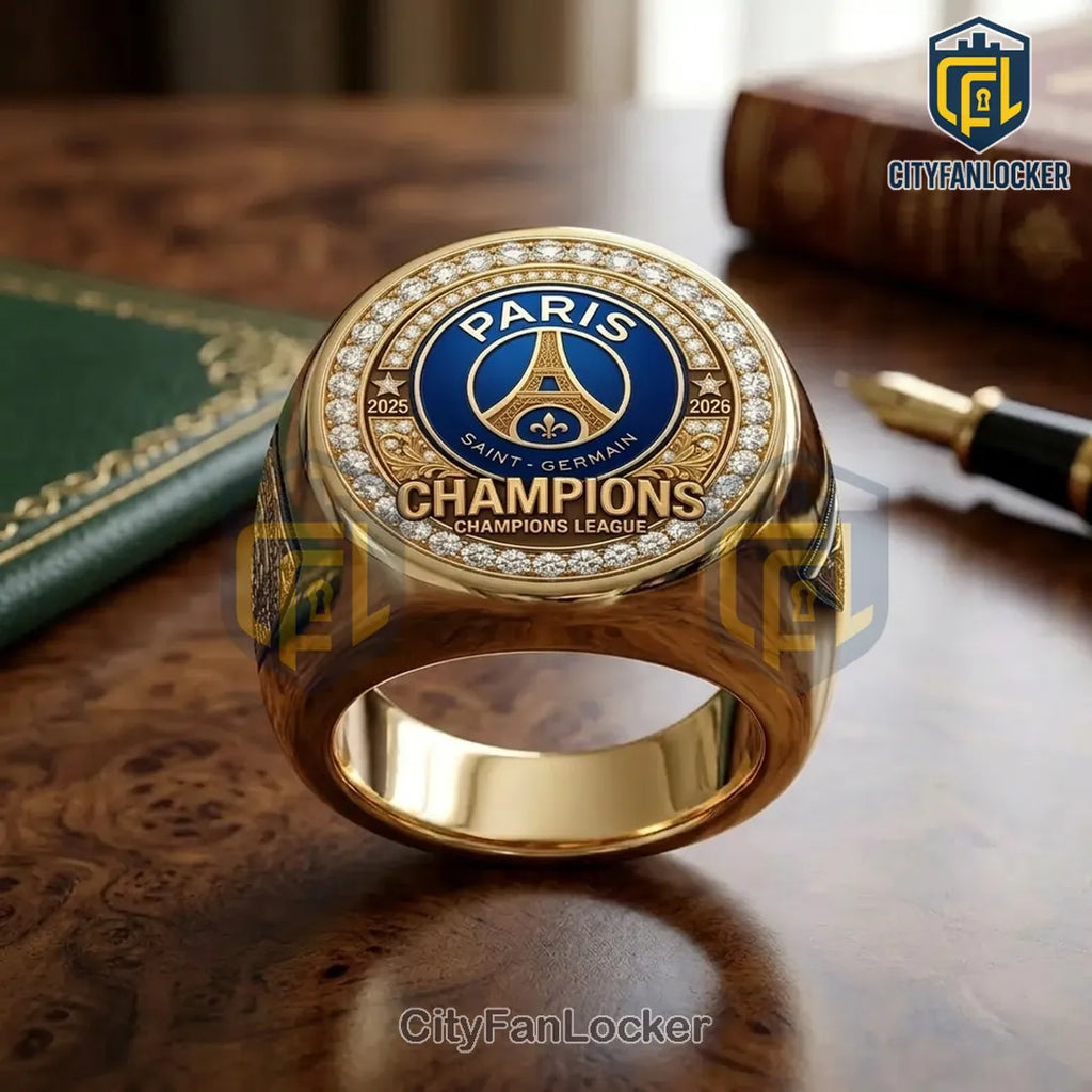 Paris Saint-Germain Champions 2025 2026 Engraved Gold Ring