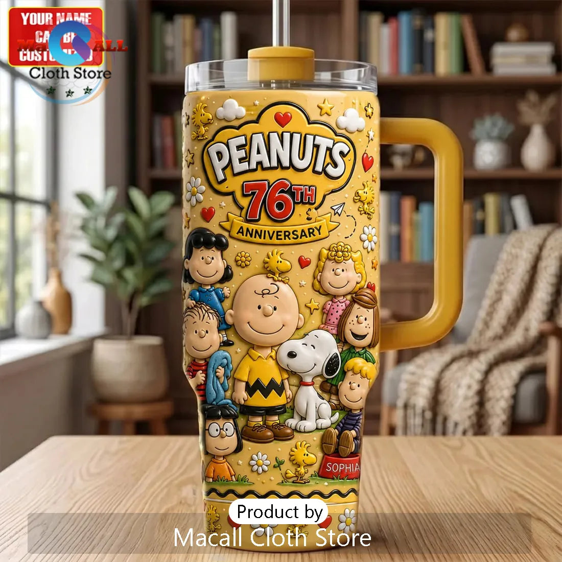 Peanuts 76th Anniversary Yellow 40oz Tumbler Cup