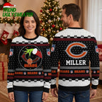 Personalized Chicago Bears Grinch Hands Custom Name Ugly Christmas Sweater