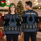 Personalized Indianapolis Colts Horseshoe Custom Name Ugly Christmas Sweater
