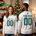 Personalized Miami Dolphins Logo Ugly Christmas Sweater With Custom Name And Number