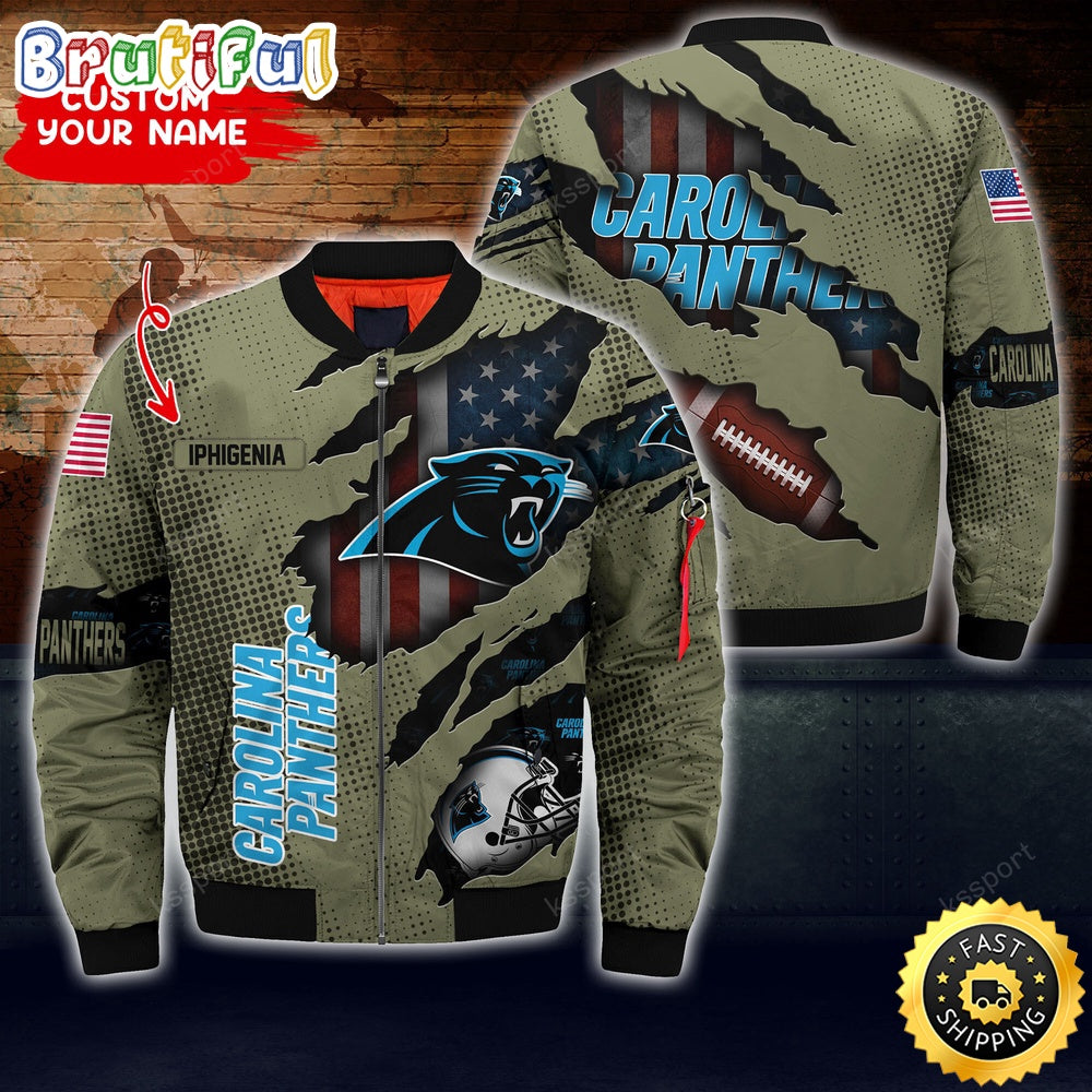 Personalized NFL Carolina Panthers Bomber Jacket Iconic Bomber Look