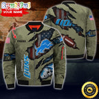 Personalized NFL Detroit Lions Bomber Jacket Iconic Bomber Look
