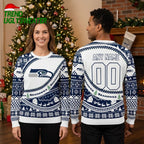 Personalized Seattle Seahawks Custom Name And Number Ugly Christmas Sweater
