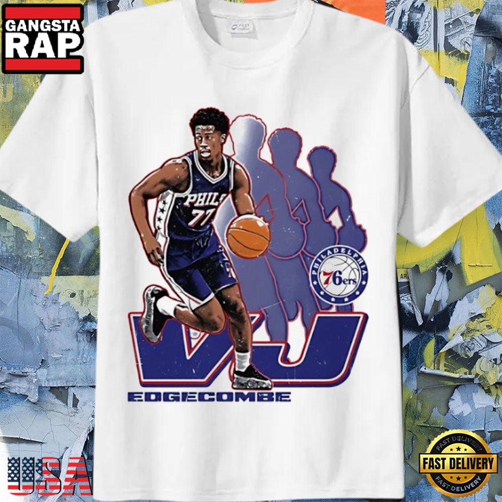 Philadelphia 76ers VJ Edgecombe Throwback Autographed Player T-Shirt