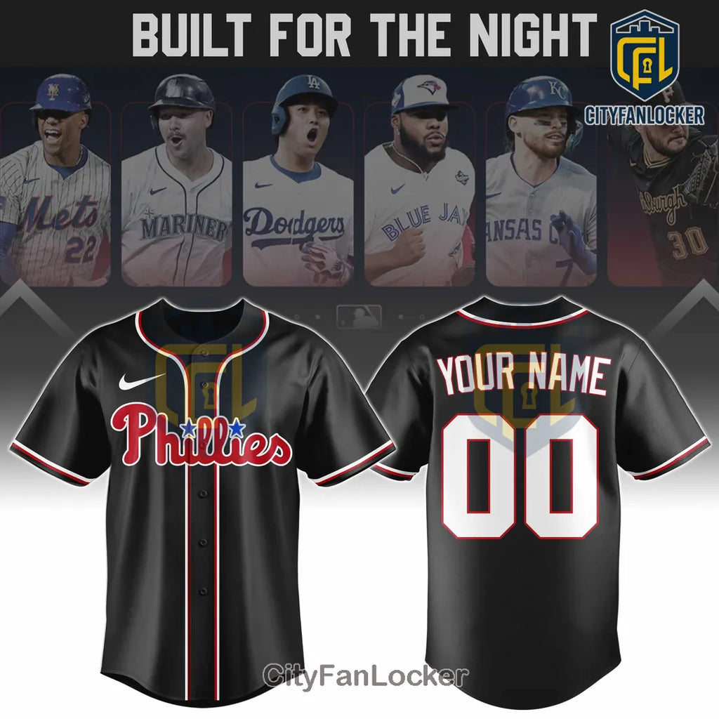 Philadelphia Phillies Custom Black Personalized Baseball Jersey